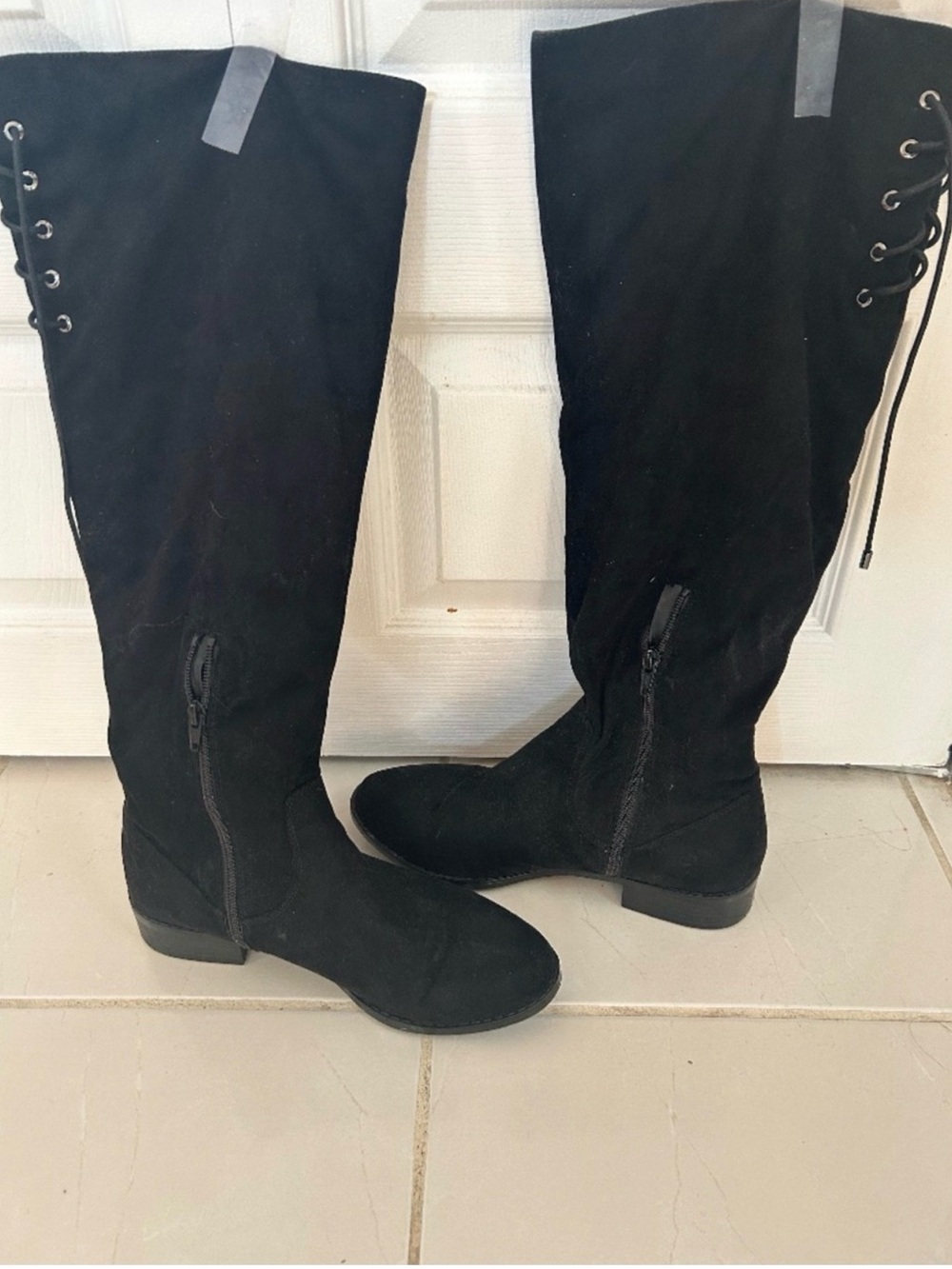 Aldo Black Knee high Lace-Up Suede Boots